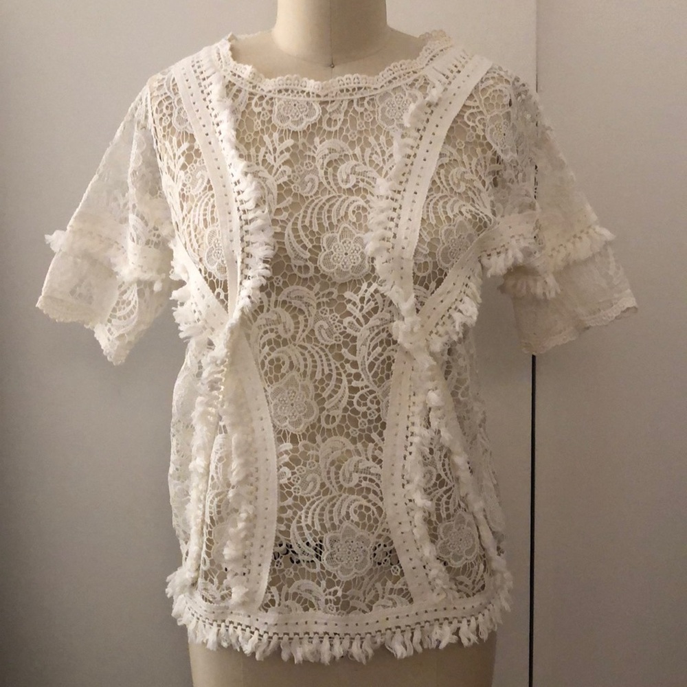 Crochet Lace White Top